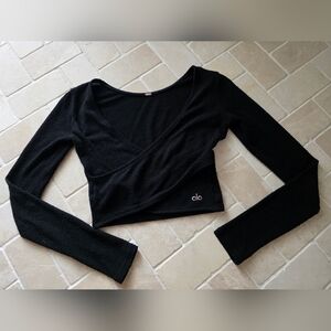 Alo Yoga Amelia Luxe Long Sleeve Crossover Wrap Top XS